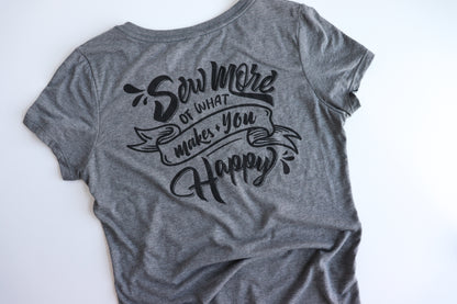 Sew More of What Makes You Happy Triblend Womens V-Neck Shirt
